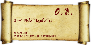 Orf Mátyás névjegykártya